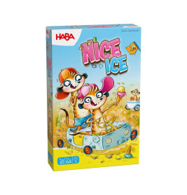 Spielbox von Nice Ice mit gezeichneten Tieren, die in einem selbstgebauten Eiswagen sitzen.