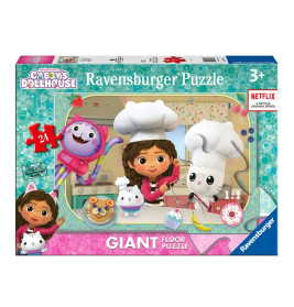 Ravensburger Puzzlebox Gabbys Dollhouse mit Comicfiguren beim Backen, 24 Teile, geeignet ab 3 Jahren.