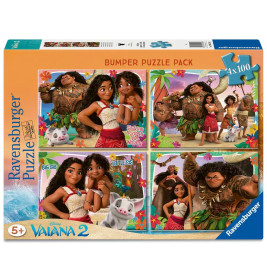 Ravensburger Disney Vaiana Puzzlebox mit zwei Motiven: Moana, Maui und Pua in vier farbenfrohen Szenen.