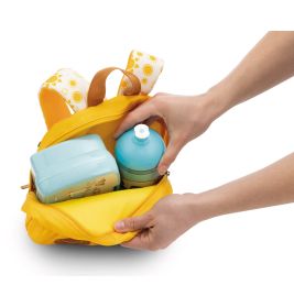 Rucksack mit Plüschtier 21x26cm Fuchs 25cm gelb