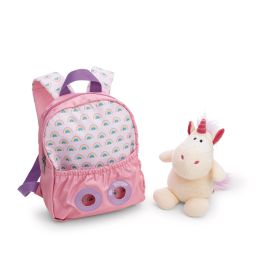 Rucksack mit Plüschtier 21x26cm Einhorn rosa