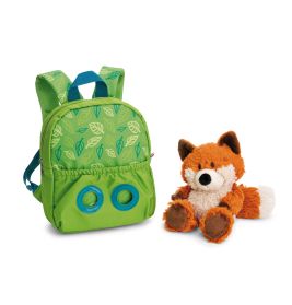 Rucksack mit Plüschtier 21x26cm Fuchs 25cm grün