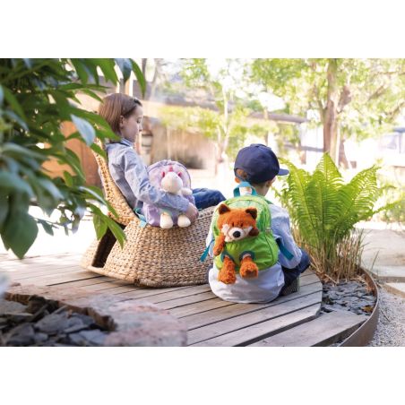 Rucksack mit Plüschtier 21x26cm Einhorn lila