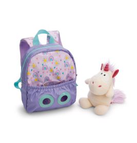 Rucksack mit Plüschtier 21x26cm Einhorn lila