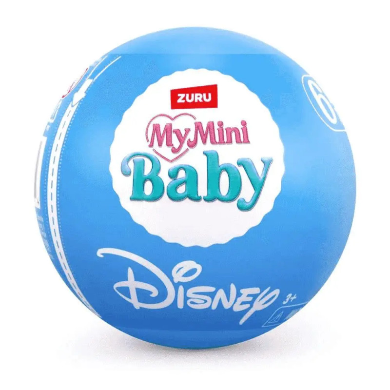 Blauer Ball mit den Logos von ZURU My Mini Baby und Disney.