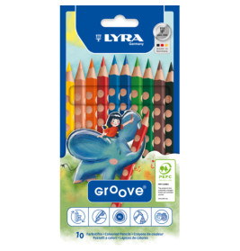 LYRA GROOVE Jumbo Farbstifte – Ergonomisch, 10 Stück im Kartonetui | Für Rechts- & Linkshänder