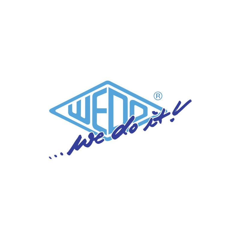 Blaues WEDA-Logo mit dem Slogan "...we do it!" in Schreibschrift auf weißem Hintergrund.