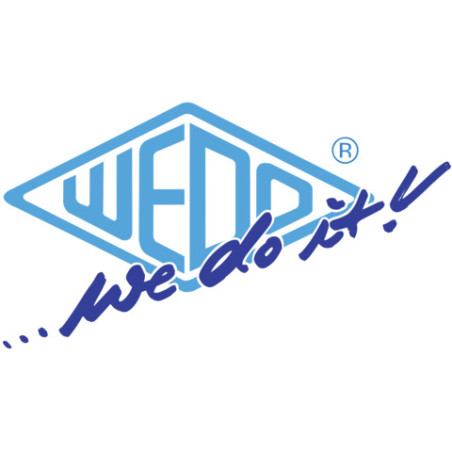 Blaues WEDA-Logo mit dem Slogan "...we do it!" in Schreibschrift auf weißem Hintergrund.