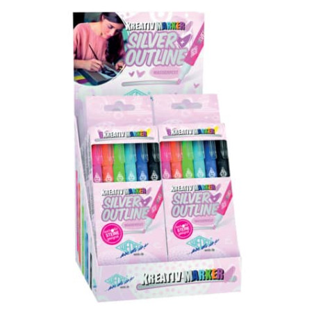 Werner Dorsch Kreativ-Marker Silver+Overline – 6er Set | Brillante Effekte für Kunst & Basteln