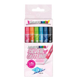 Werner Dorsch Kreativ-Marker Silver+Overline – 6er Set | Brillante Effekte für Kunst & Basteln