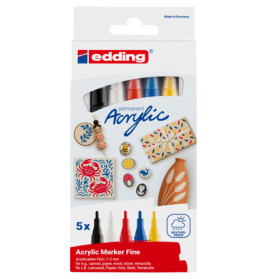 edding® permanent Acryl Marker 5er Set – Vielseitig, wasserfest, lichtecht. EAN: 4057305047359.