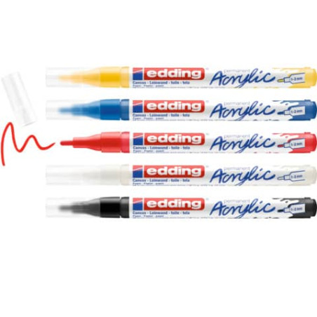 edding® permanent Acryl Marker 5er Set – Vielseitig, wasserfest, lichtecht. EAN: 4057305047359.