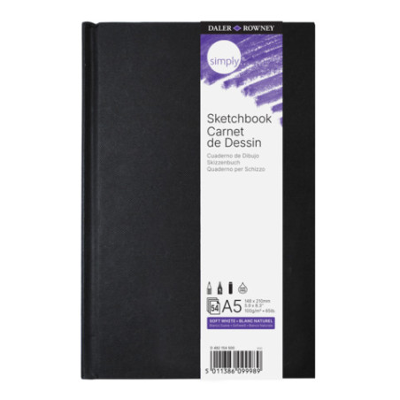 LYRA DAL Simply Hardcover Skizzenbuch A5 – Schwarz, 54 Blätter. EAN: 5011386099989.