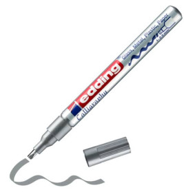 edding 753 Lackmalstift Silber | Permanent & Hochglänzend | 1-2mm Rundspitze | Metall Glas Holz Kunststoff