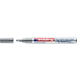 edding 753 Lackmalstift Silber | Permanent & Hochglänzend | 1-2mm Rundspitze | Metall Glas Holz Kunststoff
