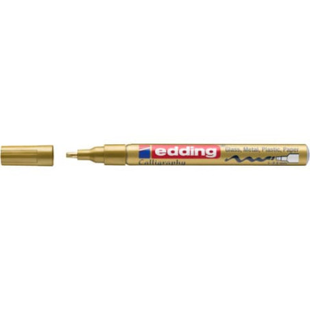 edding 753 Lackmalstift Gold | Permanent & Hochglänzend | 1-2mm Rundspitze | Kreativ Dekoration DIY