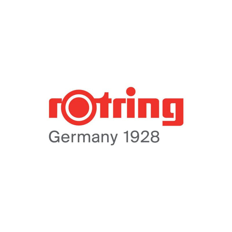 Rotes rotring-Logo über grauem "Germany 1928"-Text auf weißem Hintergrund.