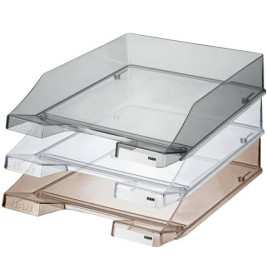 Briefkorb C4 transparent grau | Ablagekorb für Dokumente | Stapelbar & robust | Für Büro & Home-Office