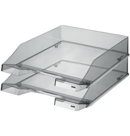 Briefkorb C4 transparent grau | Ablagekorb für Dokumente | Stapelbar & robust | Für Büro & Home-Office