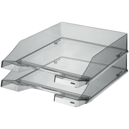 Briefkorb C4 transparent grau | Ablagekorb für Dokumente | Stapelbar & robust | Für Büro & Home-Office