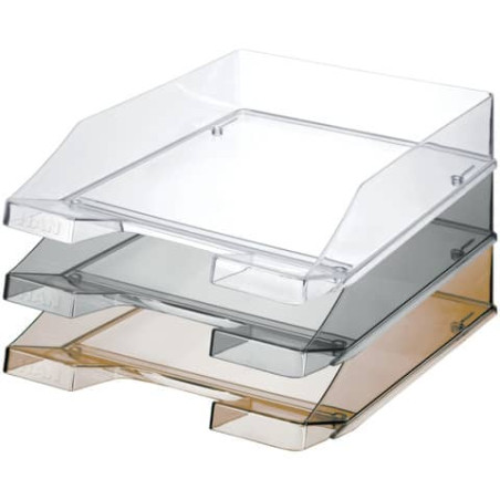 Briefkorb C4 transparent grau | Ablagekorb für Dokumente | Stapelbar & robust | Für Büro & Home-Office