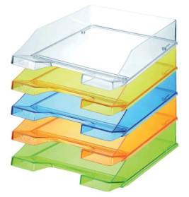 Briefkorb C4 transparent grün | Ablagekorb für Dokumente | Stapelbar & Modern | Für Schreibtisch