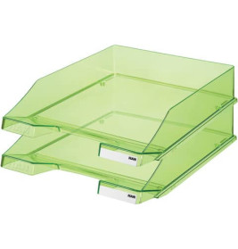 Briefkorb C4 transparent grün | Ablagekorb für Dokumente | Stapelbar & Modern | Für Schreibtisch