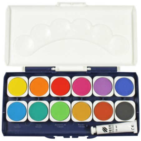 PBS Deutschland Nord Farbkasten 12er mit Deckweiß & Pinsel – Intensive Farben für Kunst