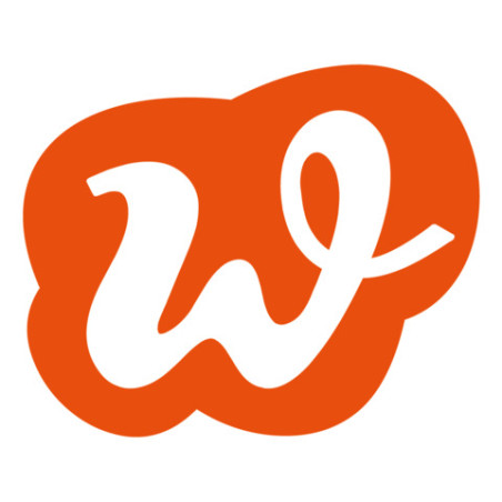 Orange Wolke mit weißem, kleingeschriebenem, kursivem w in der Mitte auf weißem Hintergrund.