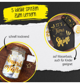 ONLINE Schreibgeräte Gold Lettering Set | 5 Acryl Marker für Handlettering & DIY