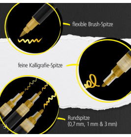 ONLINE Schreibgeräte Gold Lettering Set | 5 Acryl Marker für Handlettering & DIY