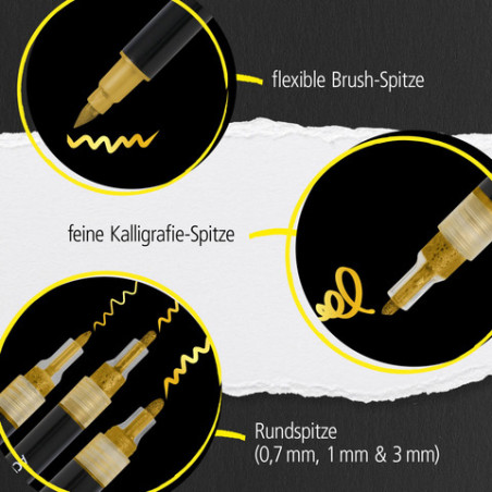 ONLINE Schreibgeräte Gold Lettering Set | 5 Acryl Marker für Handlettering & DIY