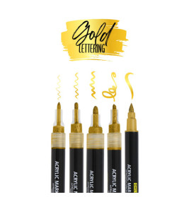 ONLINE Schreibgeräte Gold Lettering Set | 5 Acryl Marker für Handlettering & DIY