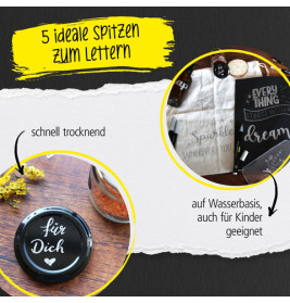 ONLINE Schreibgeräte Silver Lettering Set | 5 Acryl Marker für Kreative Projekte