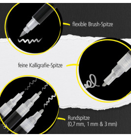 ONLINE Schreibgeräte Silver Lettering Set | 5 Acryl Marker für Kreative Projekte