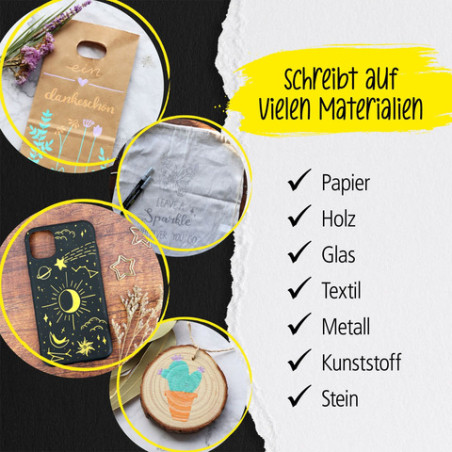 ONLINE Schreibgeräte Silver Lettering Set | 5 Acryl Marker für Kreative Projekte