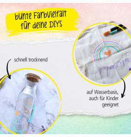 ONLINE Schreibgeräte Pastell Acrylfarben Set | 5 Stifte mit je 2 Strichstärken für DIY