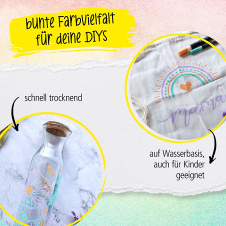 ONLINE Schreibgeräte Pastell Acrylfarben Set | 5 Stifte mit je 2 Strichstärken für DIY