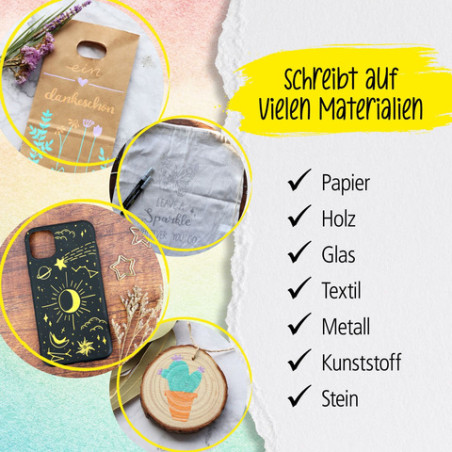 ONLINE Schreibgeräte Pastell Acrylfarben Set | 5 Stifte mit je 2 Strichstärken für DIY