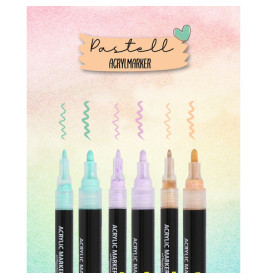 ONLINE Schreibgeräte Pastell Acrylfarben Set | 5 Stifte mit je 2 Strichstärken für DIY