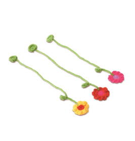 GFH LESEZEICHEN Häkel-Blume 3-fach sortiert