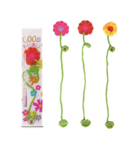 GFH LESEZEICHEN Häkel-Blume 3-fach sortiert