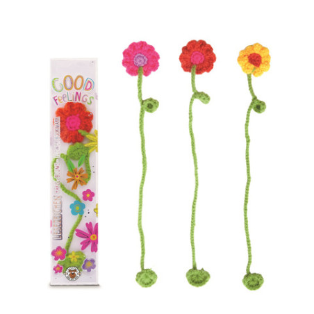 GFH LESEZEICHEN Häkel-Blume 3-fach sortiert