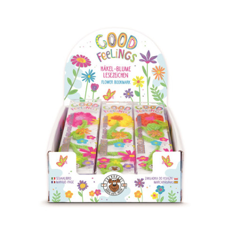 GFH LESEZEICHEN Häkel-Blume 3-fach sortiert