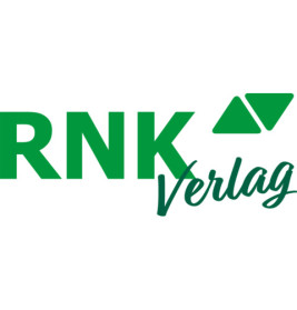 Grünes RNK Verlag Schriftlogo mit zwei grünen Dreiecken über "Verlag" auf weißem Hintergrund.
