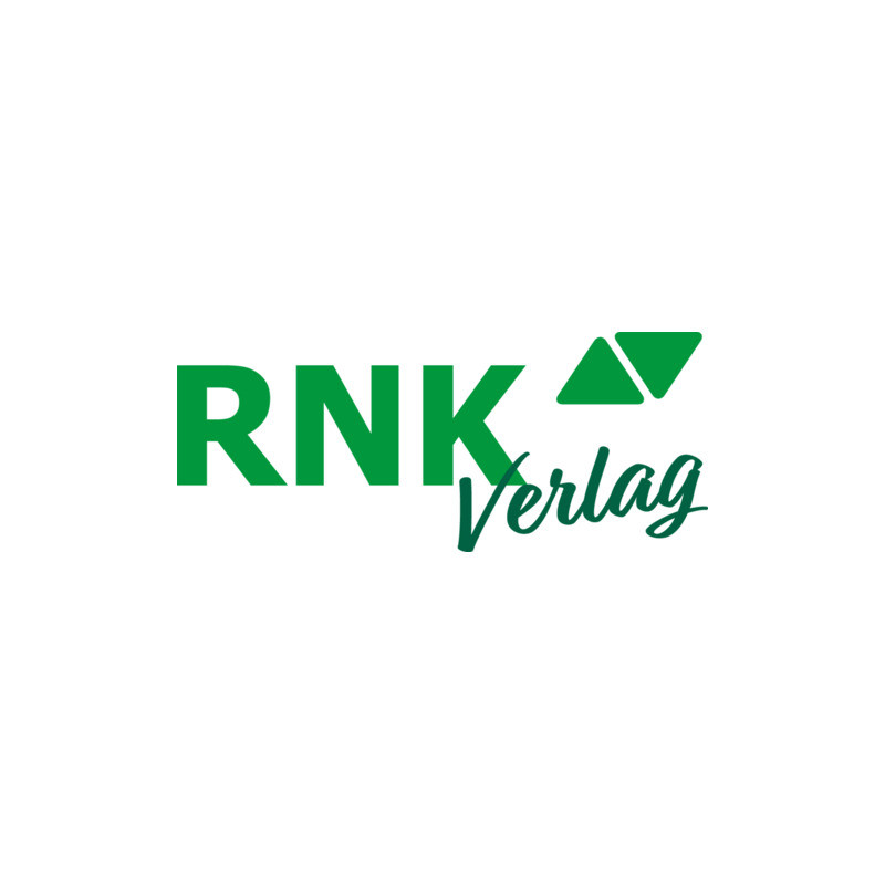 Grünes RNK Verlagslogo mit zwei grünen Dreiecken über dem Schriftzug "Verlag" auf weißem Hintergrund.