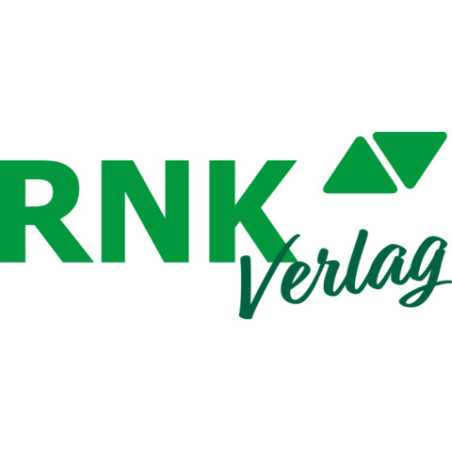 Grünes RNK Verlagslogo mit zwei grünen Dreiecken über dem Schriftzug "Verlag" auf weißem Hintergrund.
