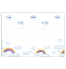 PBS Deutschland Nord Schreibunterlage Rainbow blanc | 25 Blatt unliniertes Papier | Schreibtisch Schutz