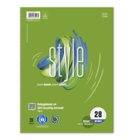 Collegeblock Lin 28, !4, 80 Blatt,70 g, 100 Recycling
