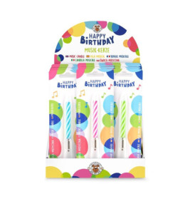 BF KERZE MIT SONG ''HAPPY BIRTHDAY'', 4-fach sortiert